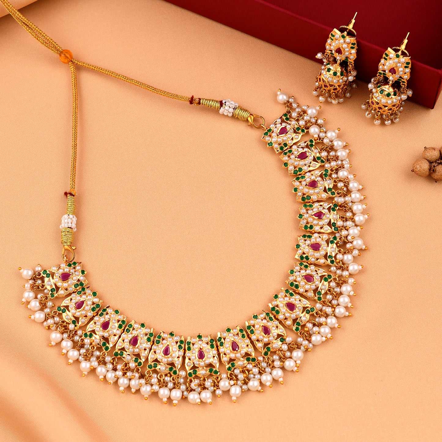 Gold Plated Pearl Necklace Set
