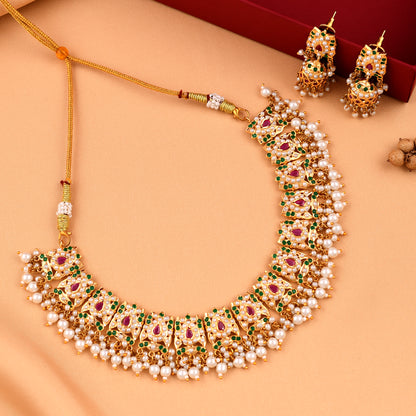 Gold Plated Pearl Necklace Set