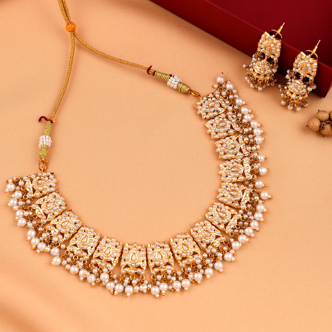 Gold Plated Pearl Necklace Set