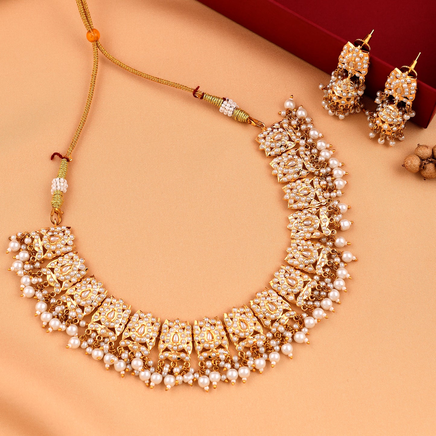 Gold Plated Pearl Necklace Set