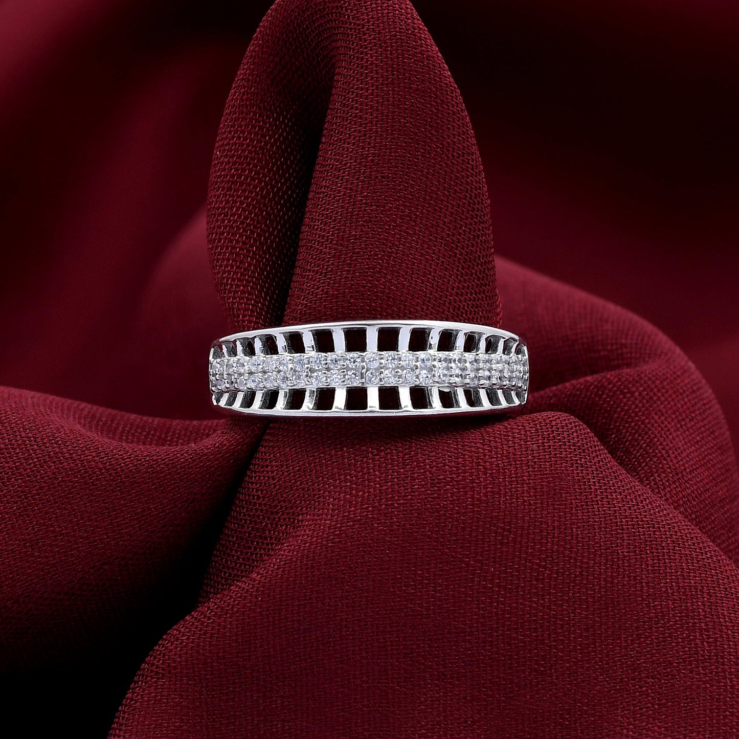 Grid Design 925 Sterling Silver Ring