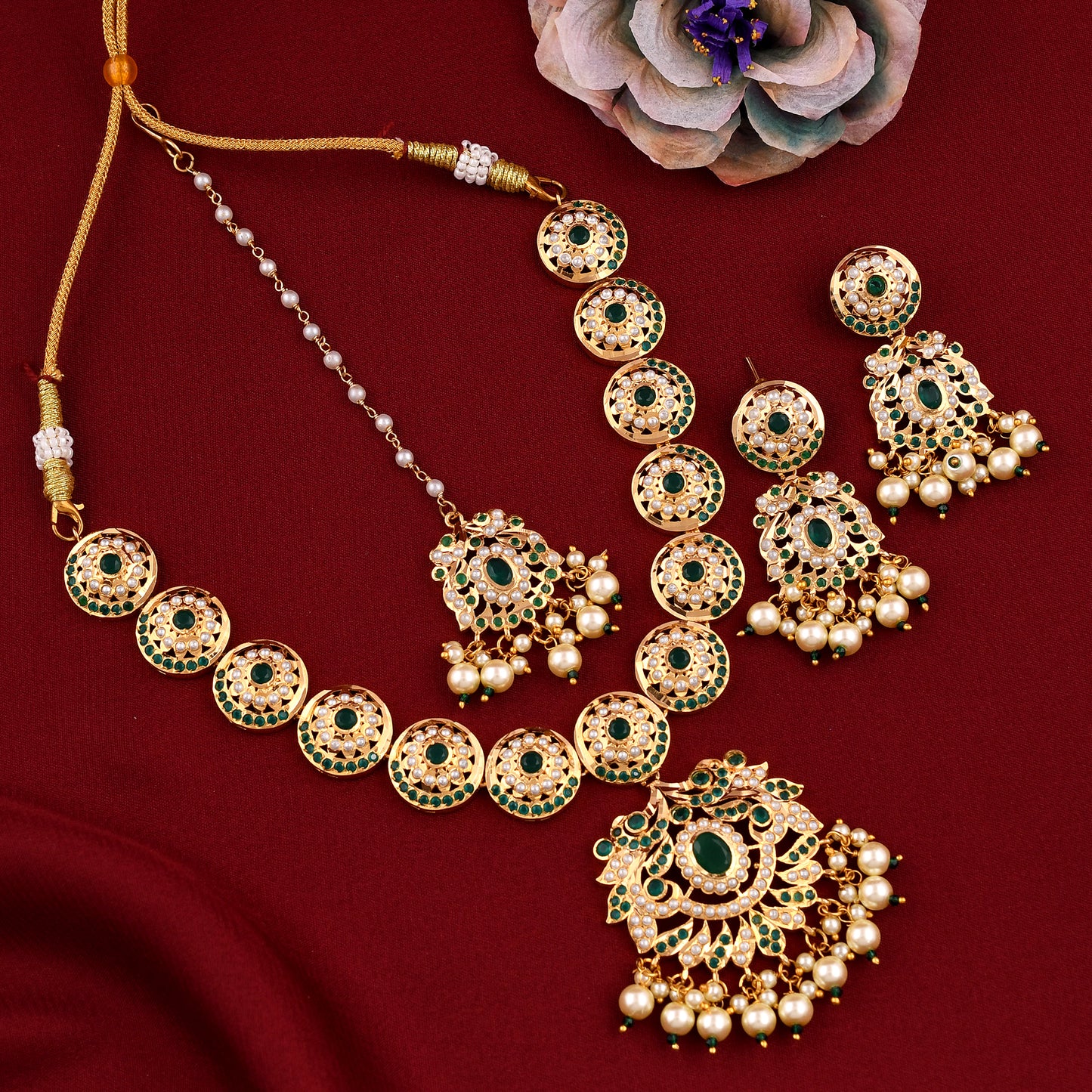 Royal Pearl Jadaau Necklace Set