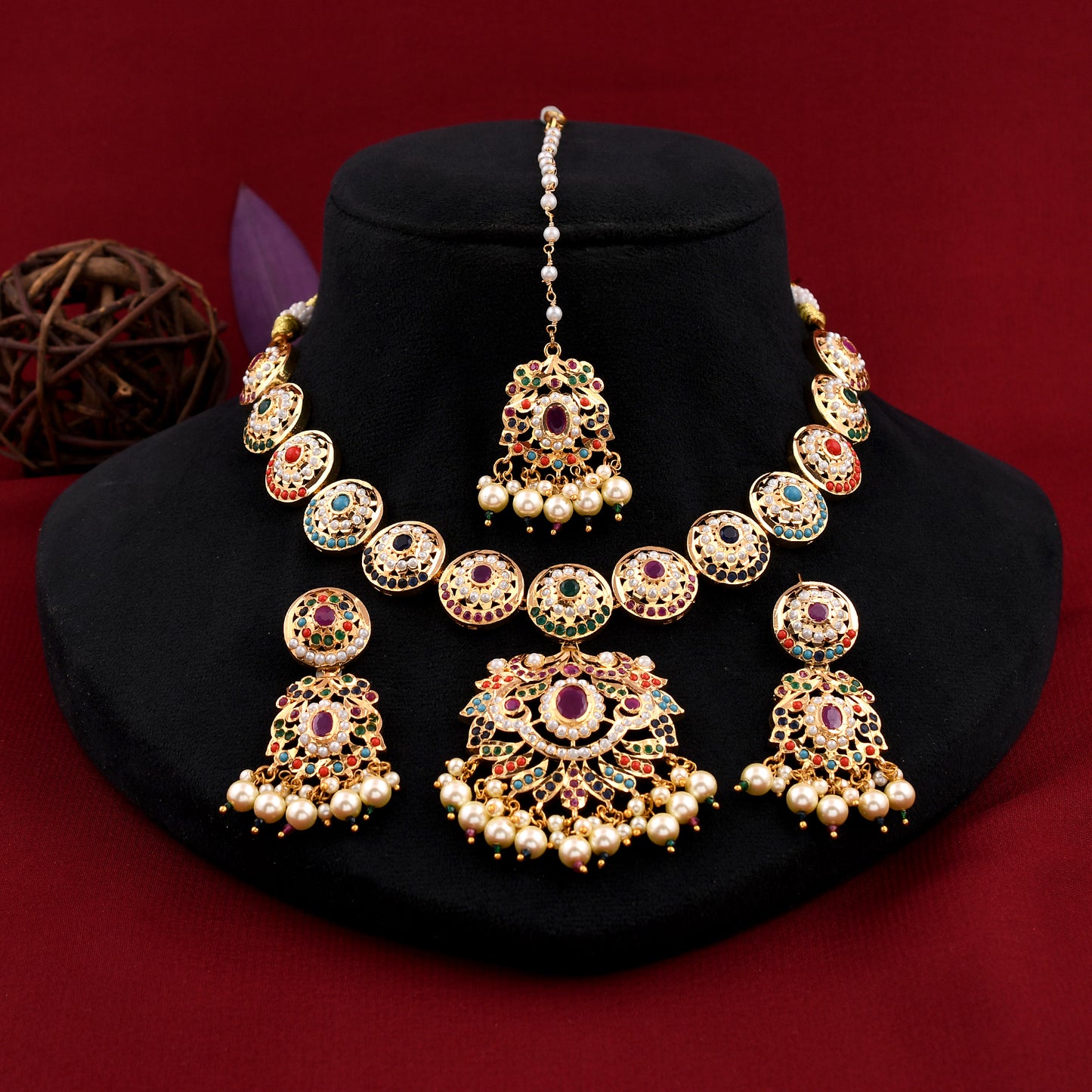 Royal Pearl Jadaau Necklace Set