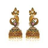 Antique Peacock Design Jhumka Earrings