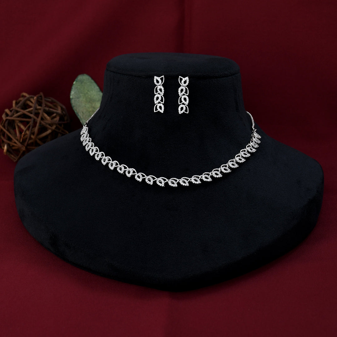 Leafy Zircon Necklace Set