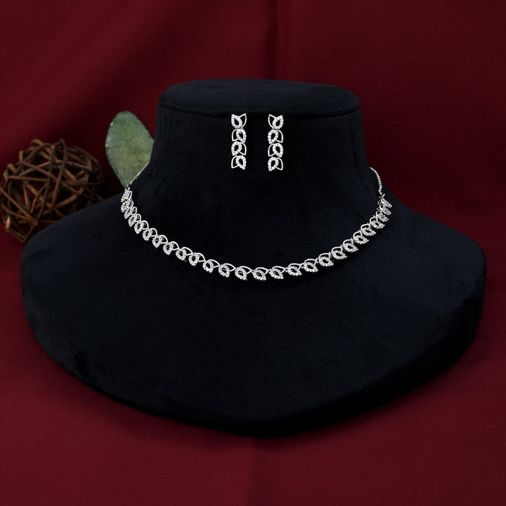 Leafy Zircon Necklace Set