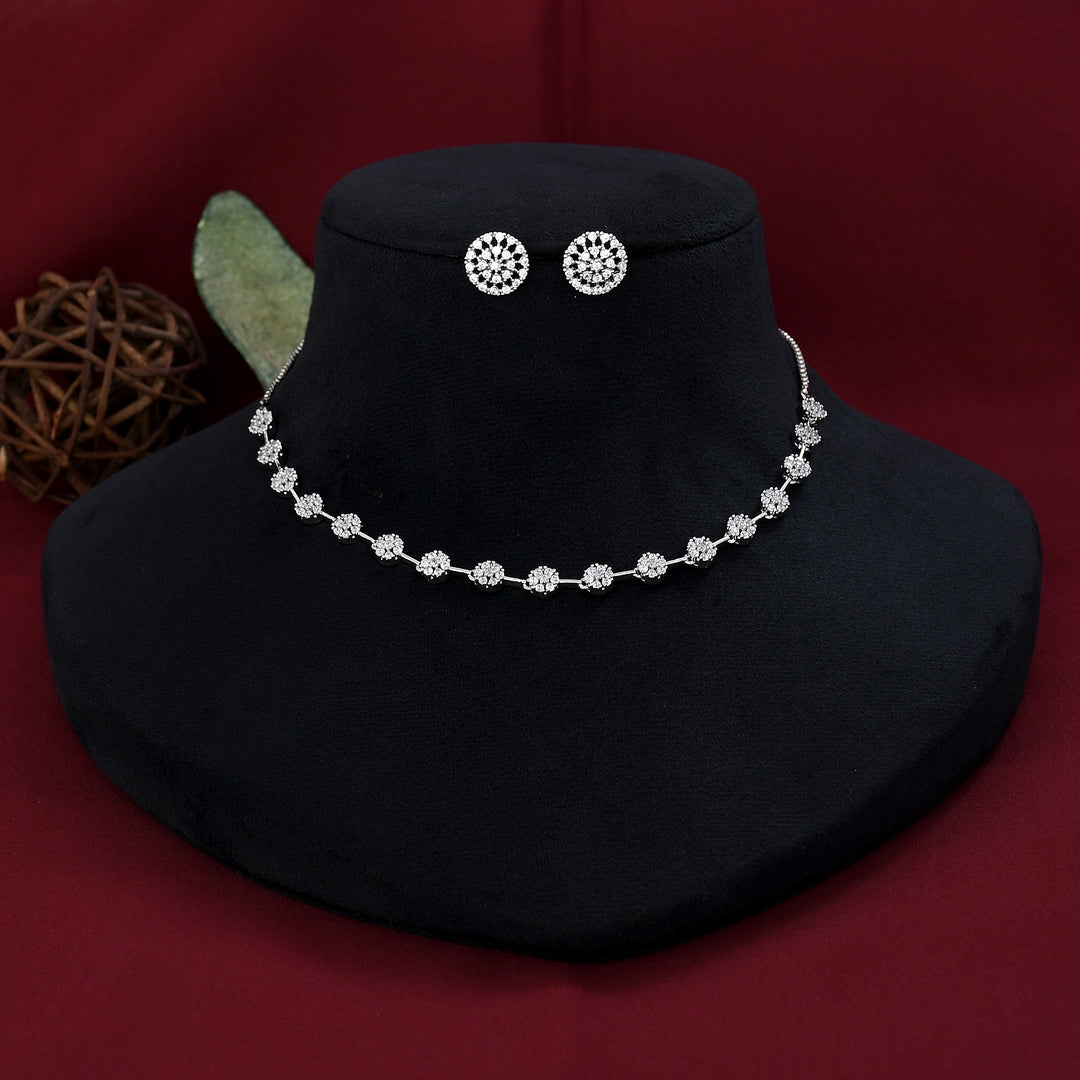 Flower Zircon Necklace Set