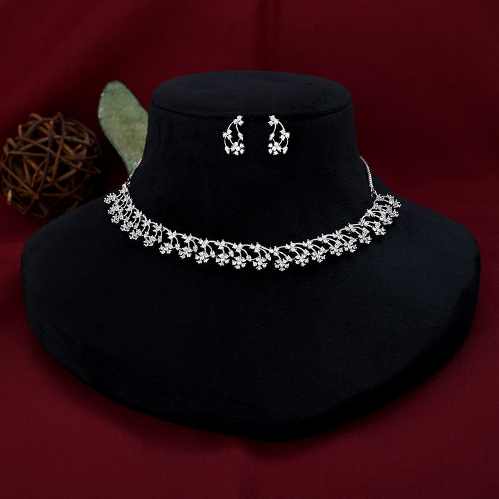 Floral Zircon Necklace Set