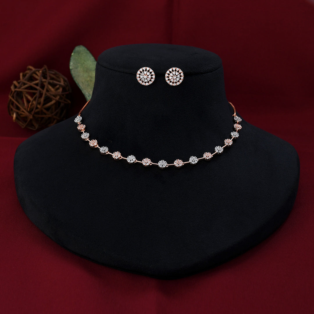 Flower Zircon Necklace Set
