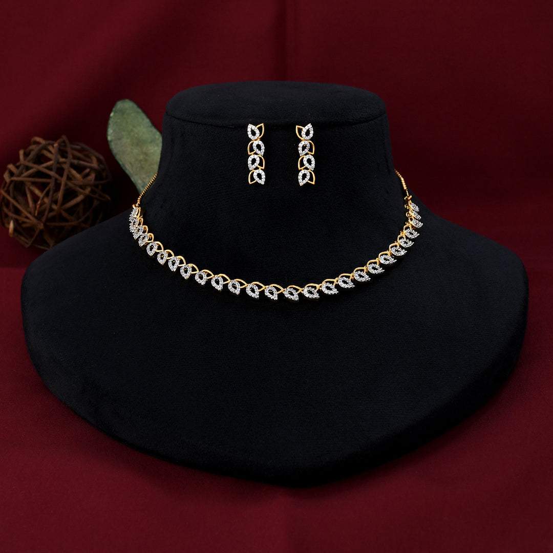 Leafy Zircon Necklace Set