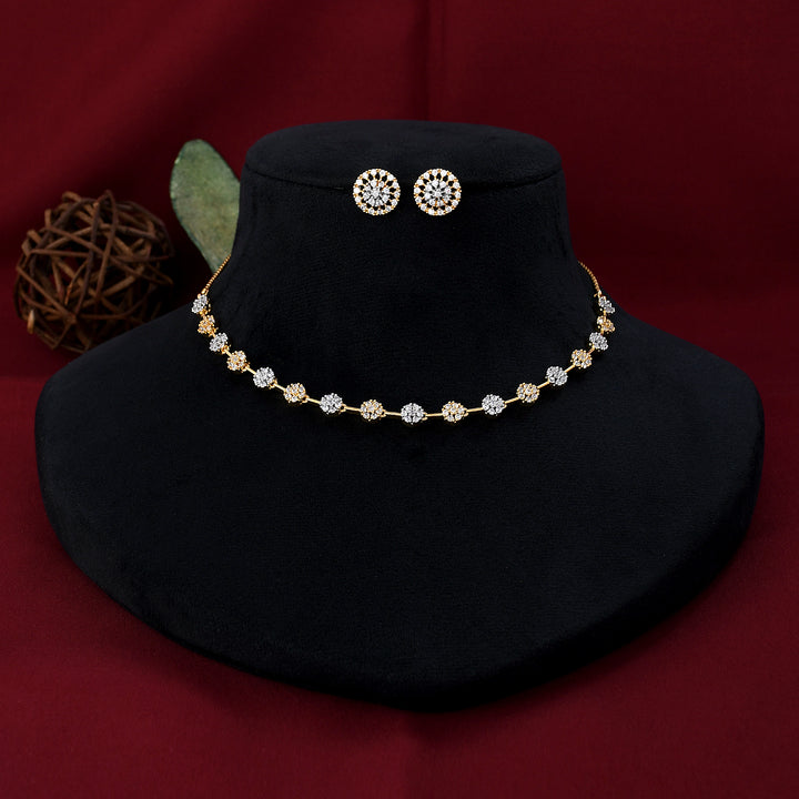 Flower Zircon Necklace Set