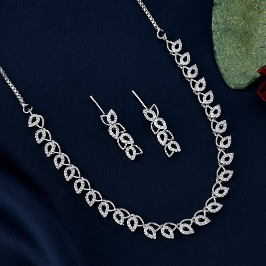Leafy Zircon Necklace Set