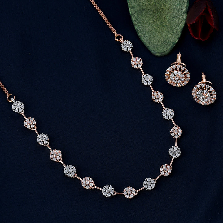 Flower Zircon Necklace Set