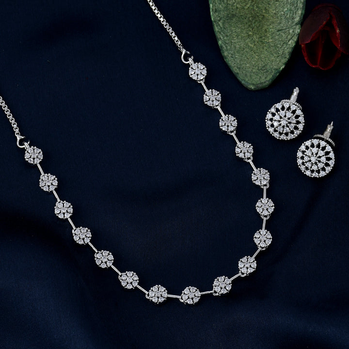Flower Zircon Necklace Set