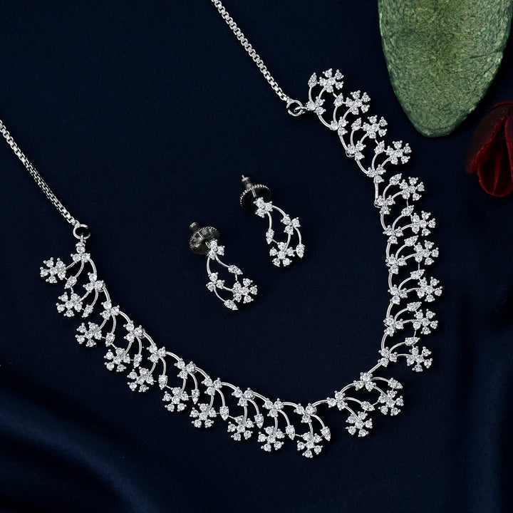 Floral Zircon Necklace Set