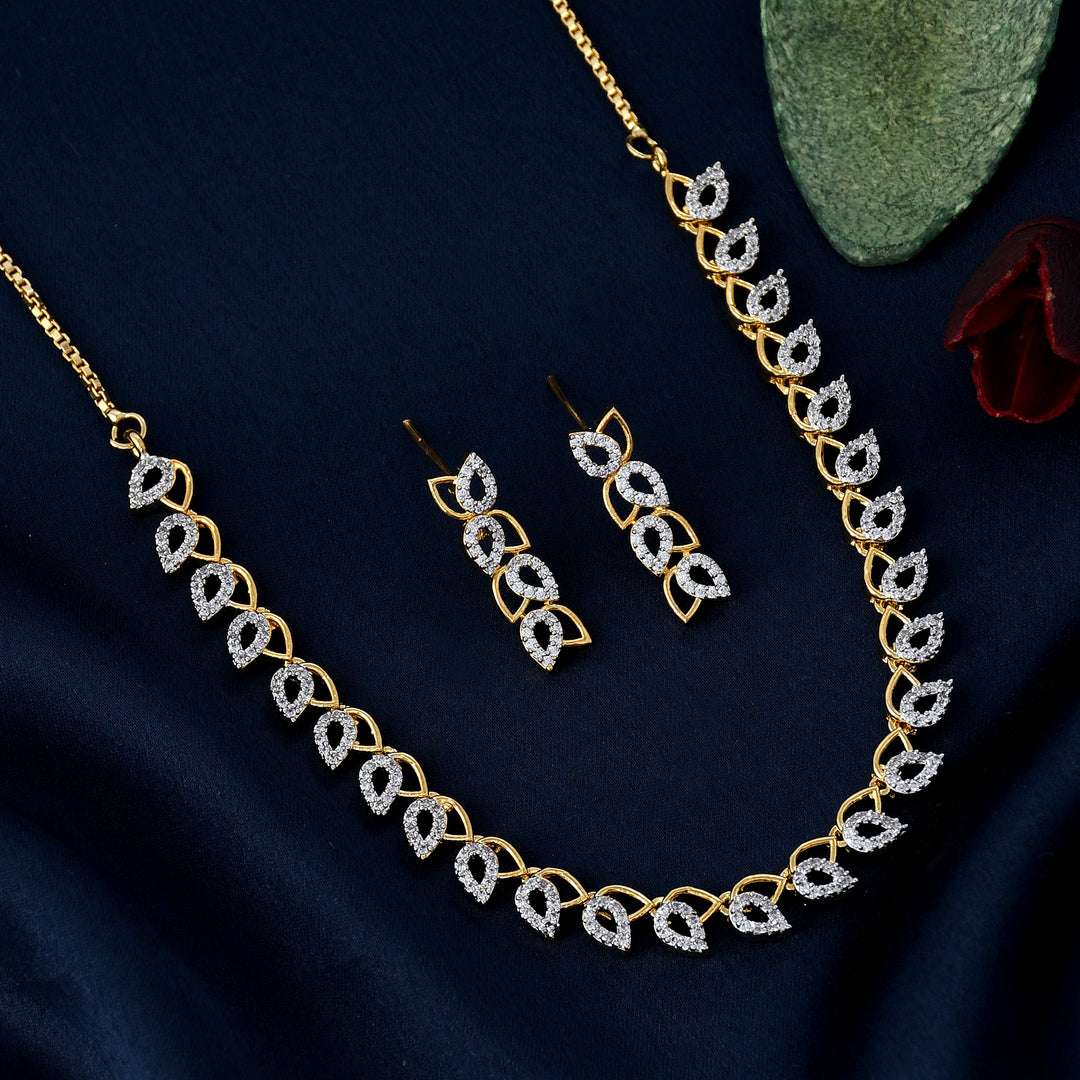 Leafy Zircon Necklace Set