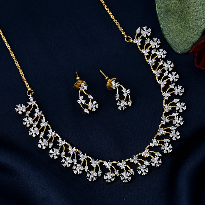 Floral Zircon Necklace Set