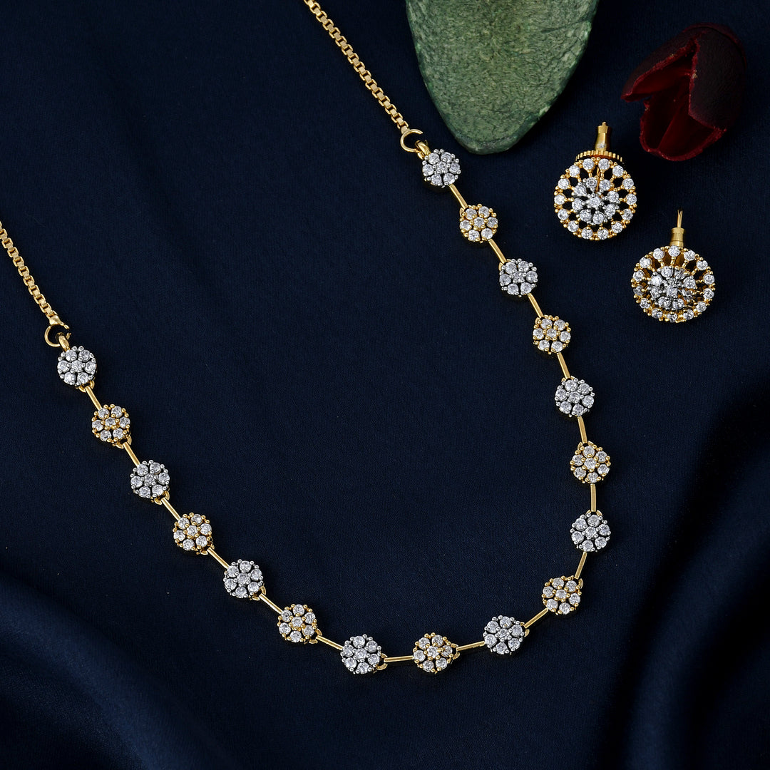 Flower Zircon Necklace Set