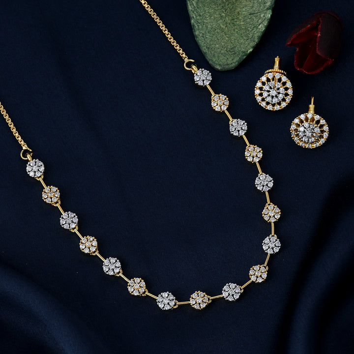 Flower Zircon Necklace Set