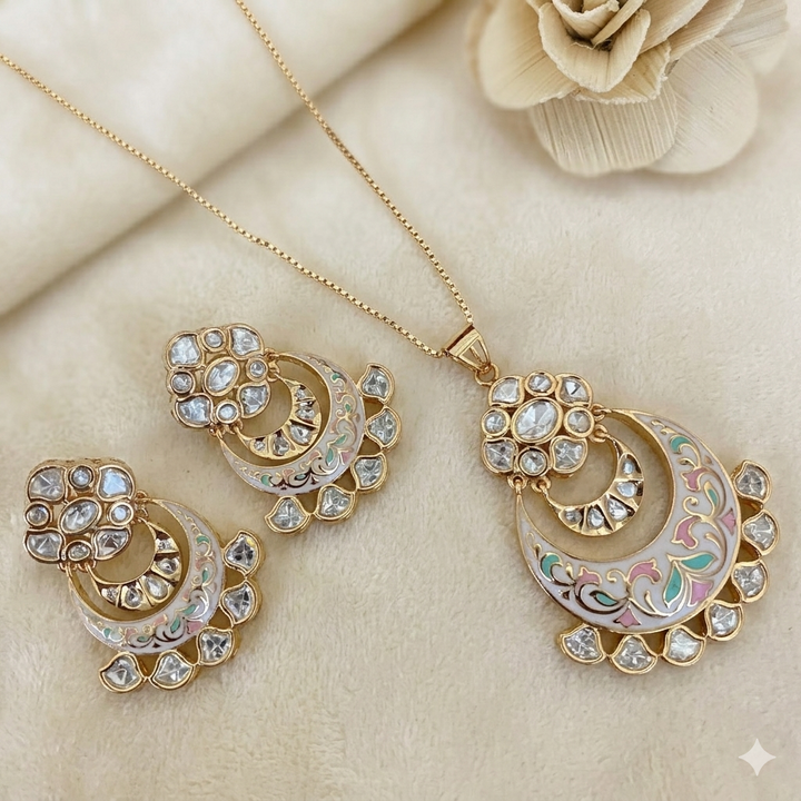 Kundan Meenakari  Pendant Set