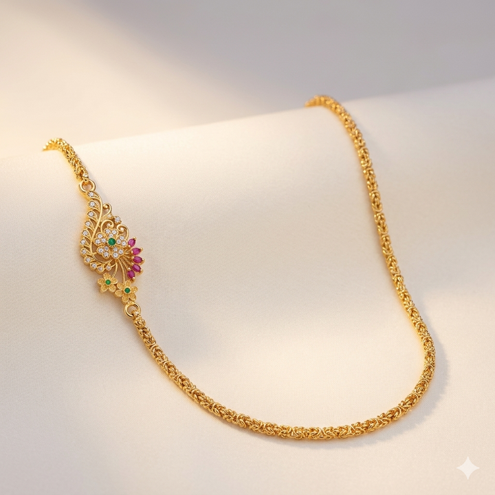 Flower Design Side Chain Pendant