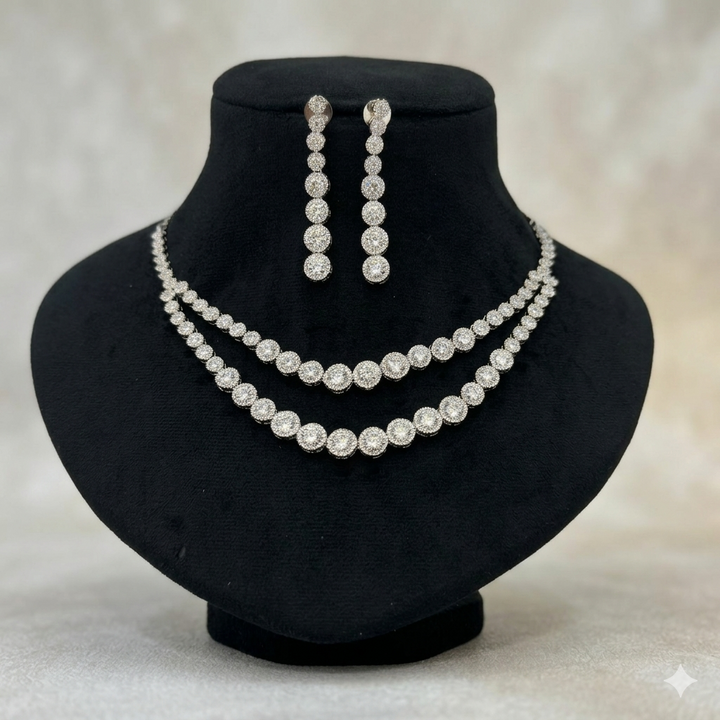 Double Line Zircon Necklace Set