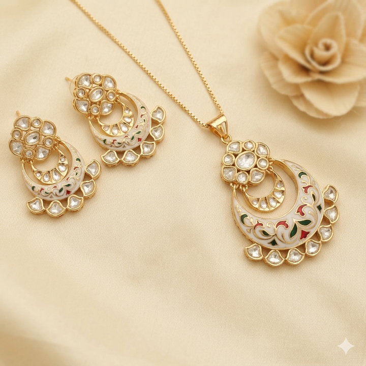 Kundan Meenakari  Pendant Set