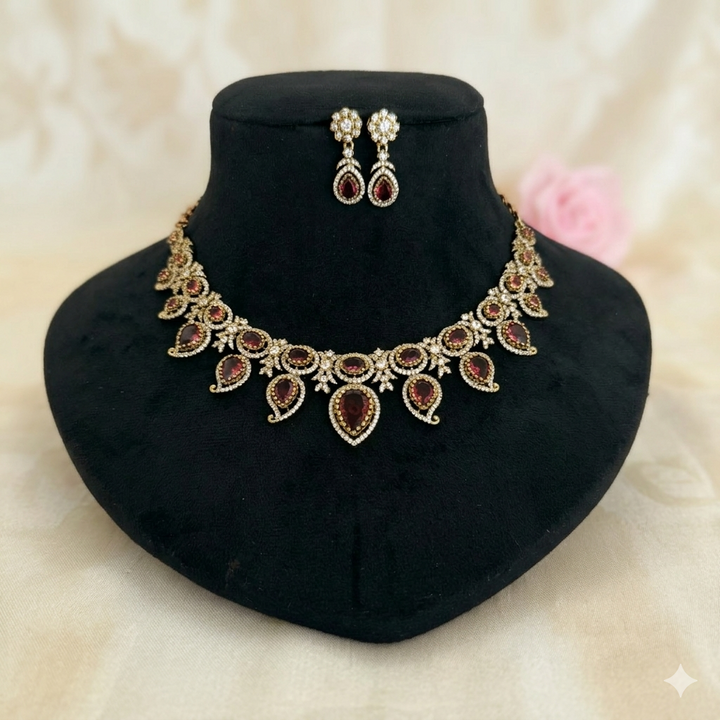 Flower Design Zircon Necklace Set