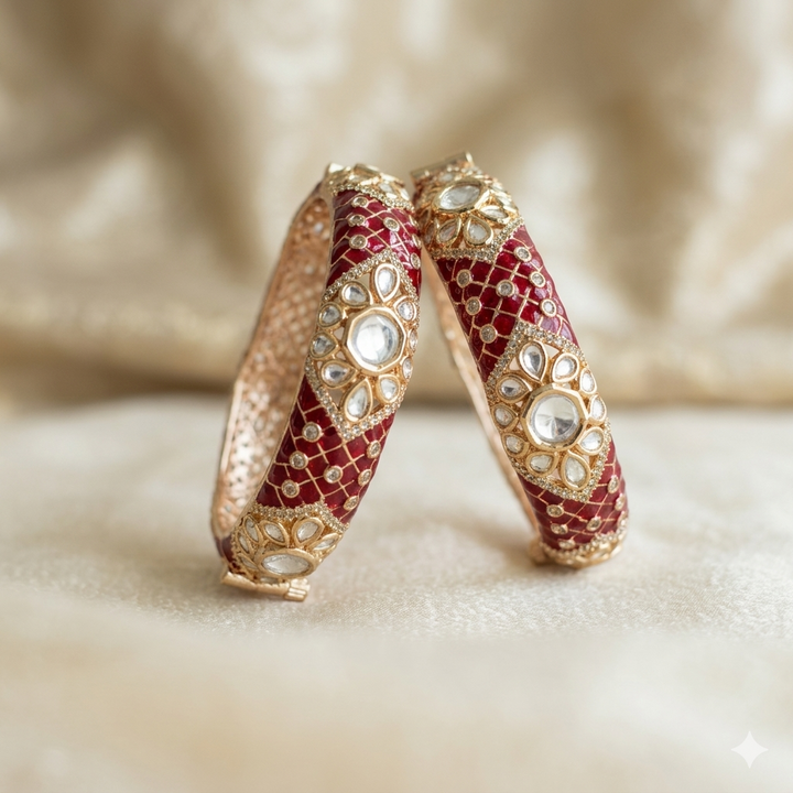 Meenakari Kundan Polki Bangles