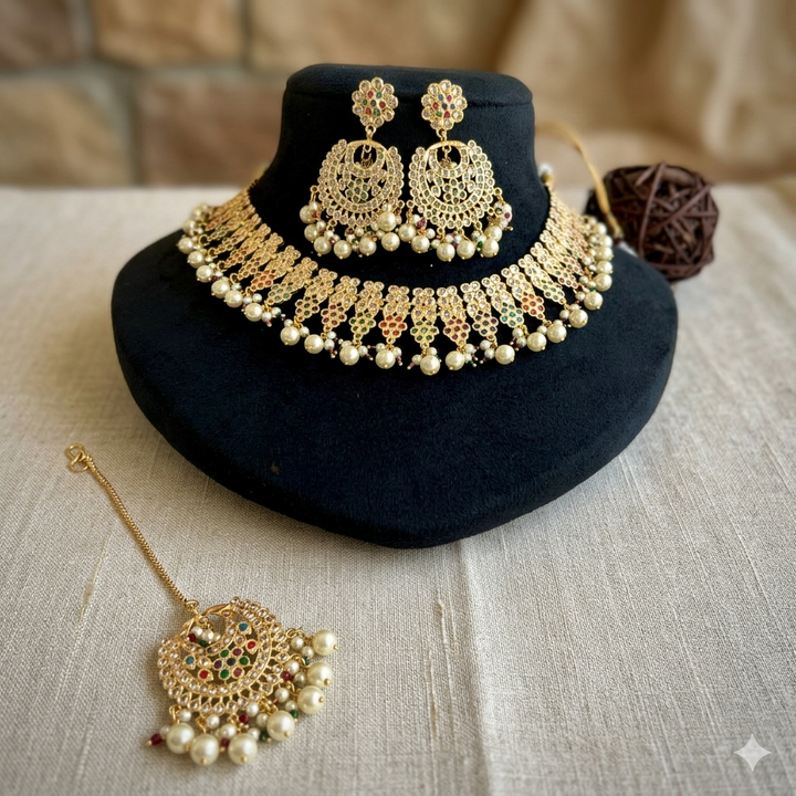 Designer Gold Plated Jadaau Necklace Set