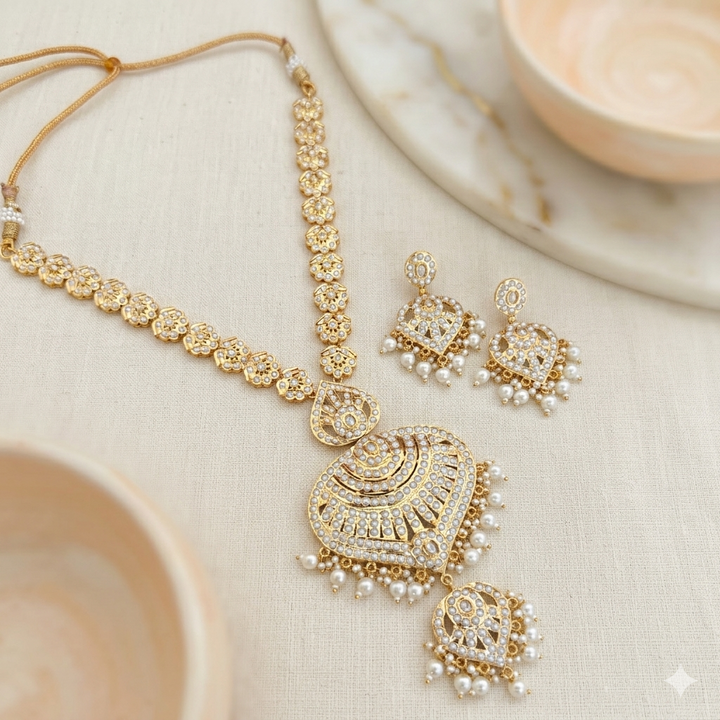 Premium Quality Jadau Long Necklace Set