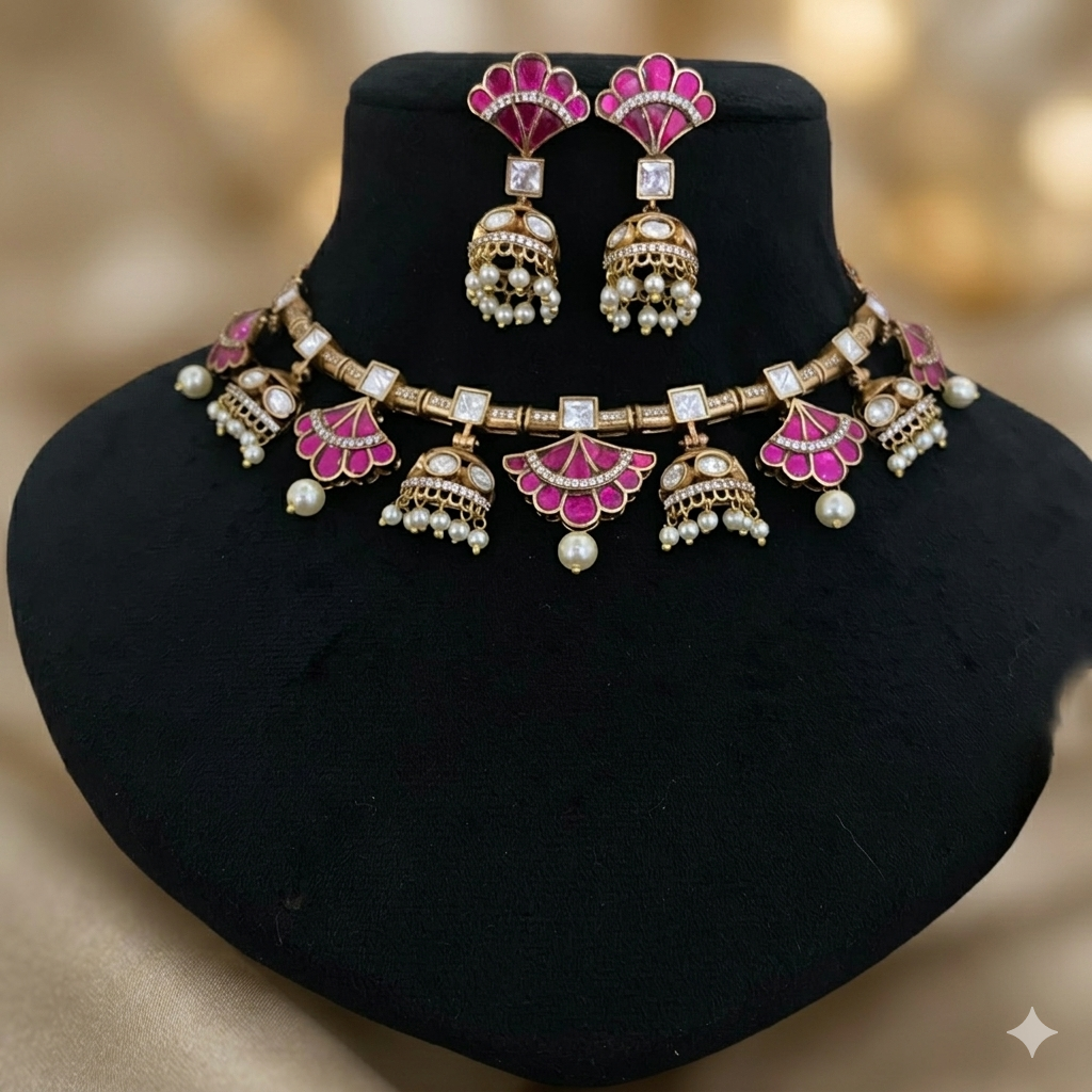 Elegant Kundan Polki Necklace Set