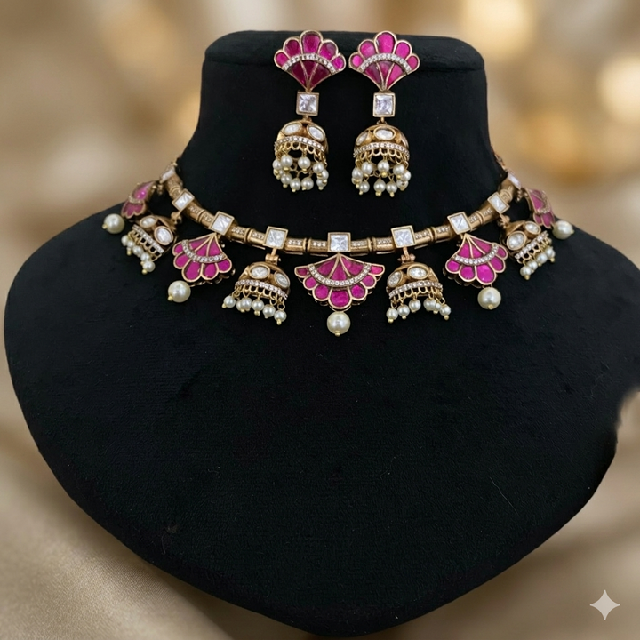 Elegant Kundan Polki Necklace Set