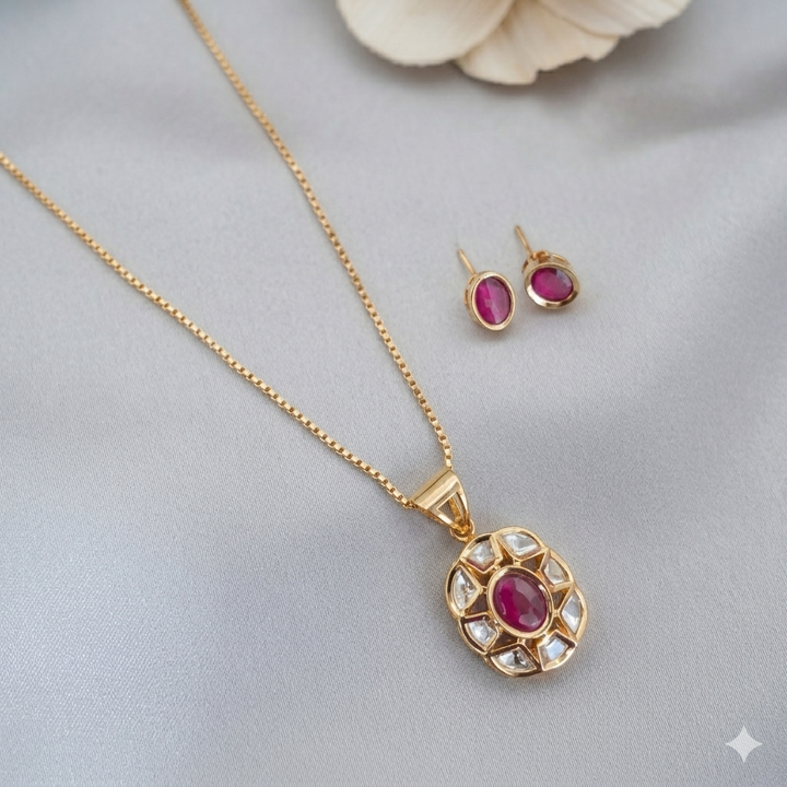 Kundan Polki Pendant Set