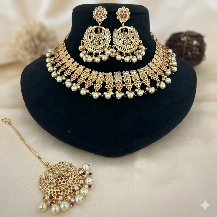 Designer Gold Plated Jadaau Necklace Set