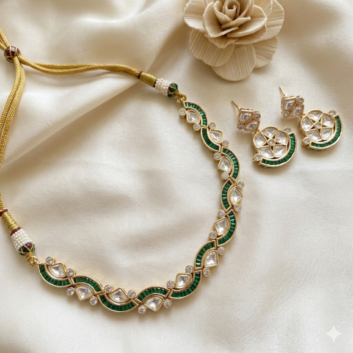 Beautiful Kundan Polki Necklace Set