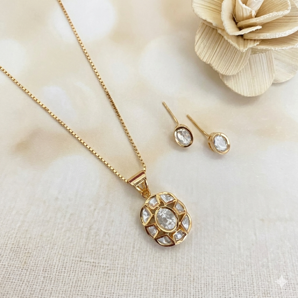 Kundan Polki Pendant Set
