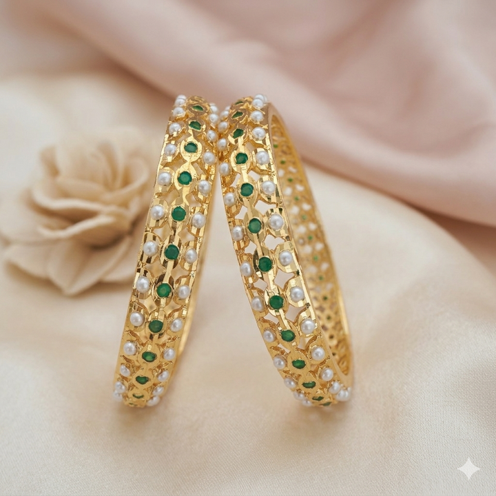 Semi Precious Pearl Jadau Bangles