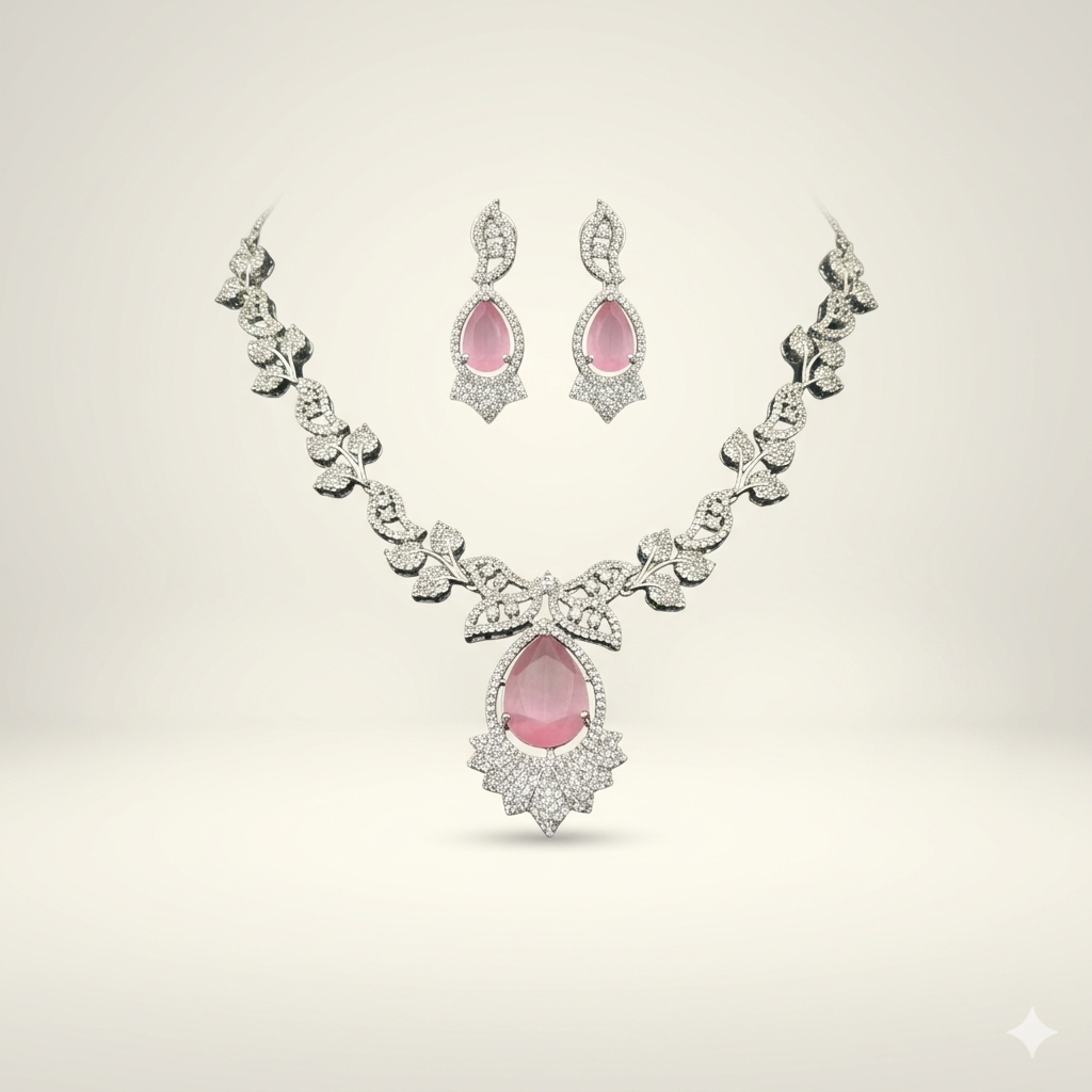 Elegant silver Plated Necklace Set