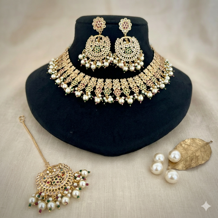 Designer Gold Plated Jadaau Necklace Set