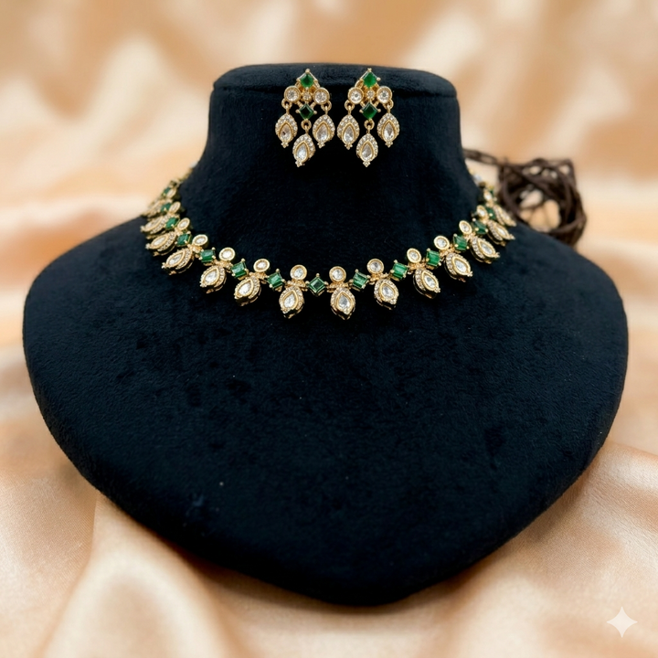 Elegant Kundan Polki Necklace Set