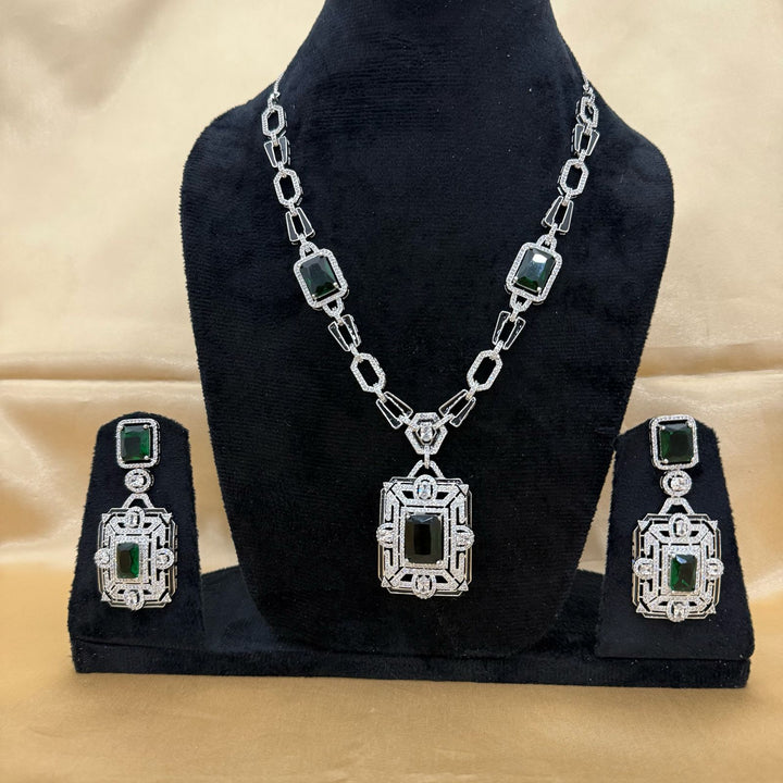 Emerald Colour Stone Necklace Set