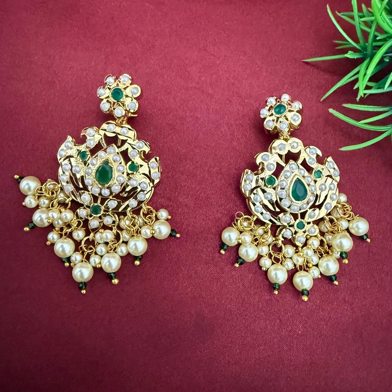Gold Plated Jadau Earrings