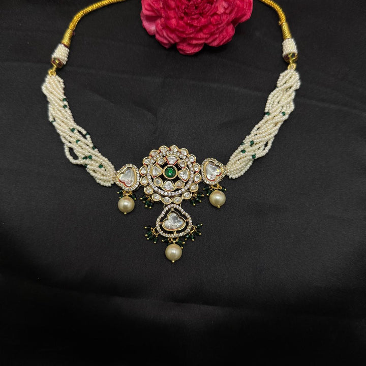Gold Plated Stylish Kundan Choker Set