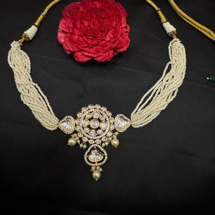 Gold Plated Stylish Kundan Choker Set