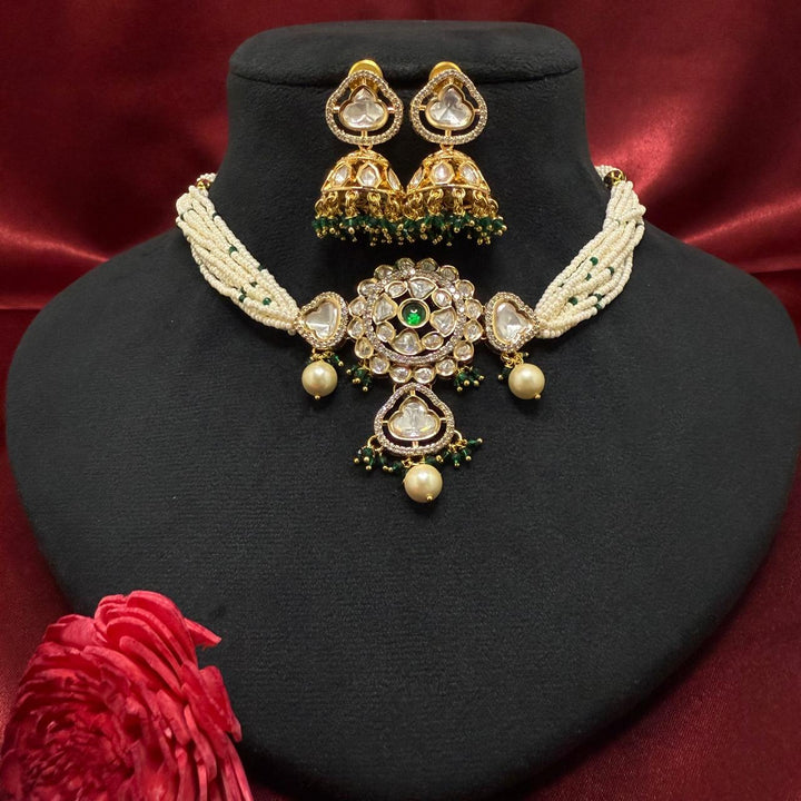 Gold Plated Stylish Kundan Choker Set