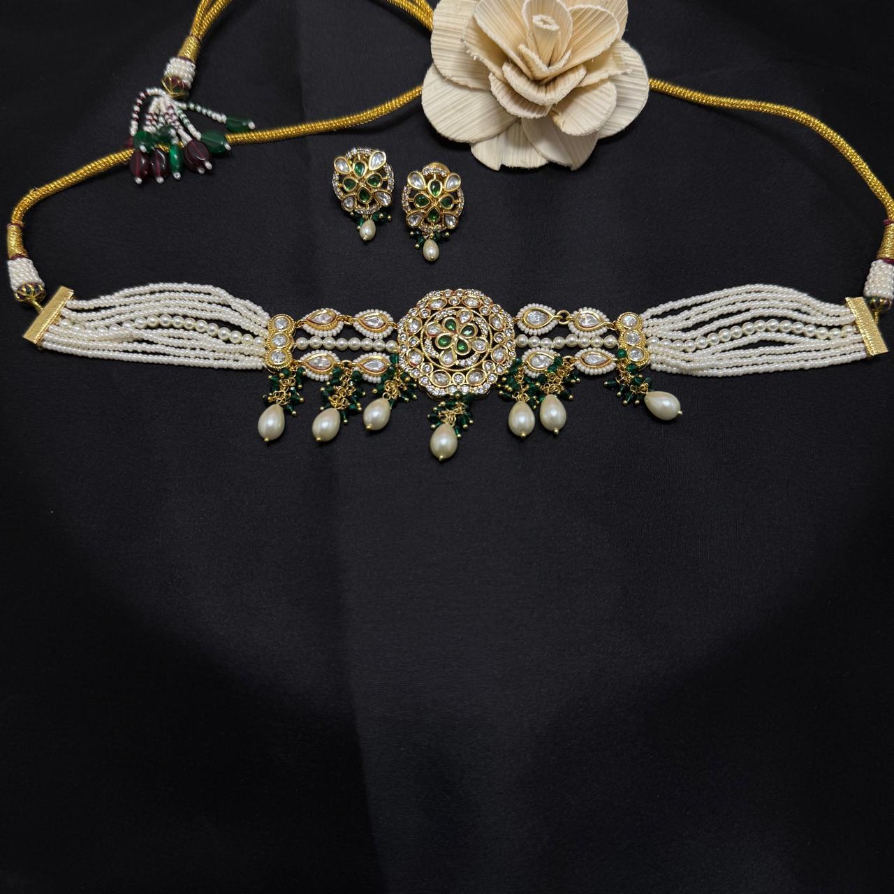 Pearl And Kundan Choker Set