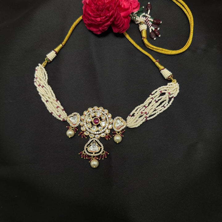 Gold Plated Stylish Kundan Choker Set