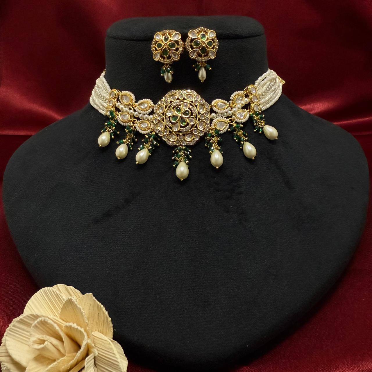 Pearl And Kundan Choker Set