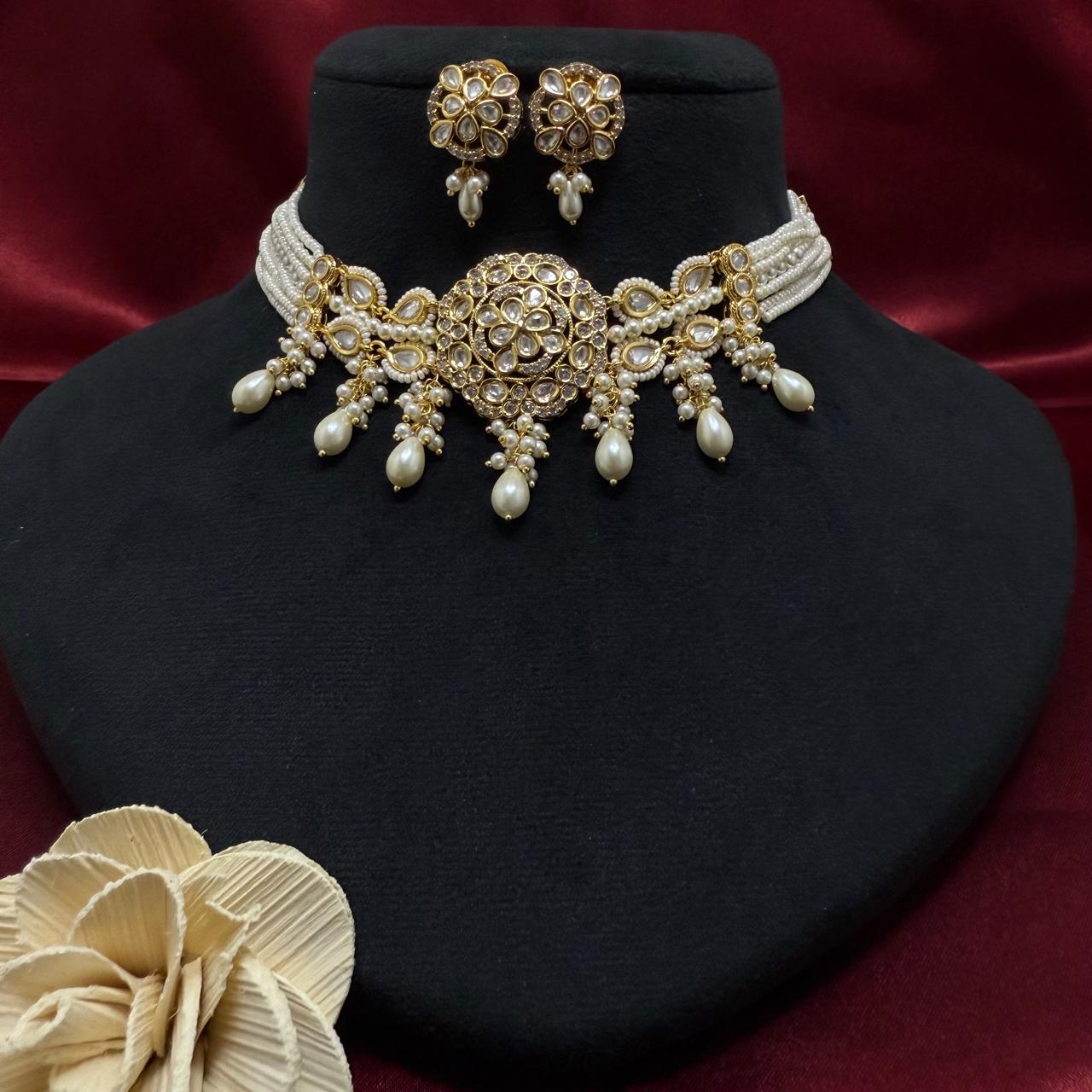 Pearl And Kundan Choker Set